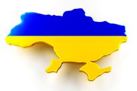 Map of Ukraine land border with flag