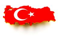 Map of Turkey land border with flag