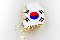 Map of Korea land border with flag