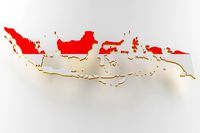 Map of Indonesia land border with flag