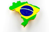 Map of Brazil land border with flag