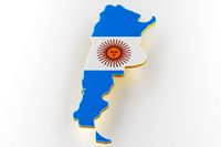 Map of Argentina land border with flag