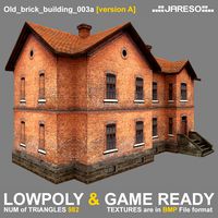 Lowpoly two-floor old brick building - old_brick_building_003a