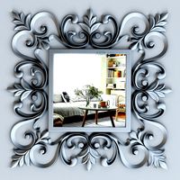 Ornate Silver Square Mirror