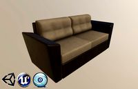 sofa from leather and textile