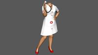 3D Model Woman in Nurse costume different body type ready for Print