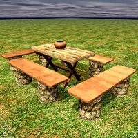 Nature Wooden Table with Benches