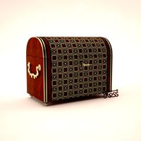 wood and brass inlaid tea box XIXth century