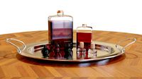 Tray with Liquor Bottles - Interior Decorations - High Quality 3D model