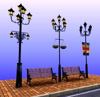 European street lamp&chair