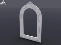 Large Moroccan wooden and camel-bone mirror with silver effect panels
