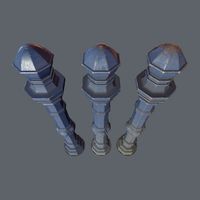 Barrier Bollard Pack 2 v5 Blue Three Texture Options, Low Poly, LODs