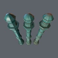Barrier Bollard Pack 2 v2 Green Three Texture Options, Low Poly, LODs