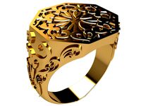 Eight sided face signet ring