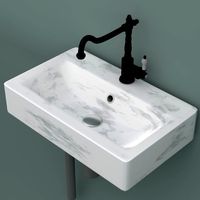 Marble sink with mixer faucet and pipes