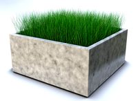 Grass squared pot flower bed garden green for archiviz PBR