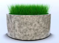 Grass round pot flower bed garden green for archiviz PBR