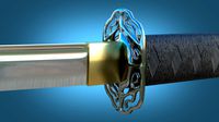 Katana Samurai Sword Japanese Melee Weapon Low-poly Game Ready