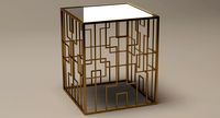 End Table Square Metal/Mirror 005