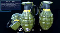 MK2 handgrenade HighPoly plus LowPoly plus 2 LODs Low-poly 3D model