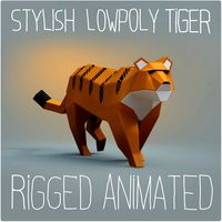 Stylish lowpoly rigged tiger