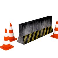 Concrete barrier and cones
