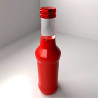 Glass Bottle 18 Red Cap with Liquid