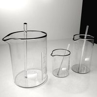 150ml, 250ml and 800ml Empty Glass Beaker with Rod