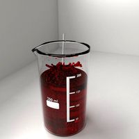 250 ml Glass Beaker with Liquid and Rod