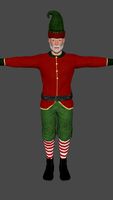 Christmas Elf Man Low poly Game Ready