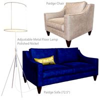 Paidge Sofa and Chair and Adjustable Metal Floor Lamp