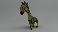 Rigged and Animated Cartoon Giraffe