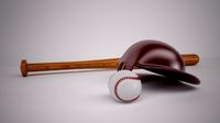 Baseball Bat Ball & Helmet
