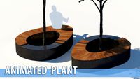 street bench and tree wind animation