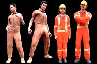 Collection 50 - Man/Woman in Mining/Jumpsuit Outfits - Rigged