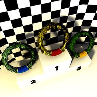 podium and laurels