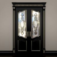 Door with stained-glass window dark/gold