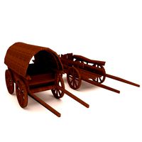 Horse Low-poly Wooden Carriage