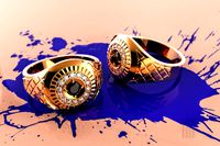 men gold ring with stones