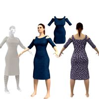 3D character female with clothing