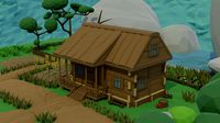 Lowpoly Cartoon Polygonal wood house
