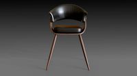 Wooden chair with dark shiny leather(1)