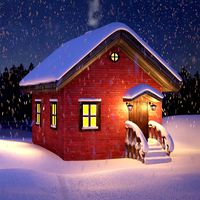 Falling Snow and Small House