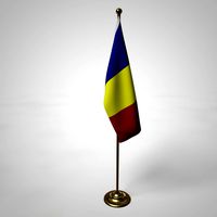 Romania Flag and Pole