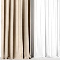 Beige curtains with tulle