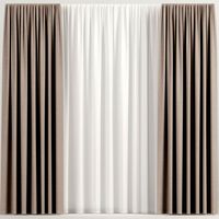Brown straight curtains with tulle