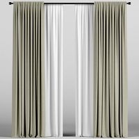 Beige curtains with tulle