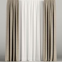 Beige curtains with tulle