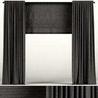 Dark curtains with roman blinds