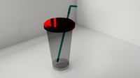 Plastic cup with topper and straw